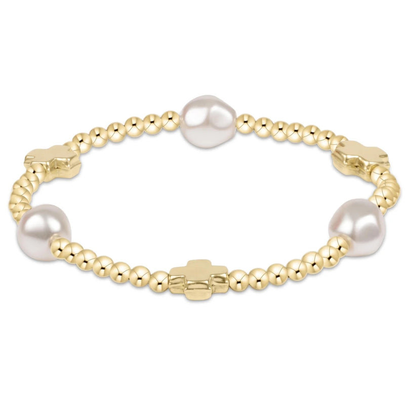 Signature Cross Admire Pearl 3mm Bead Bracelet - Gold