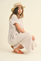 Stone Double Gauze Button Down Shirt Dress