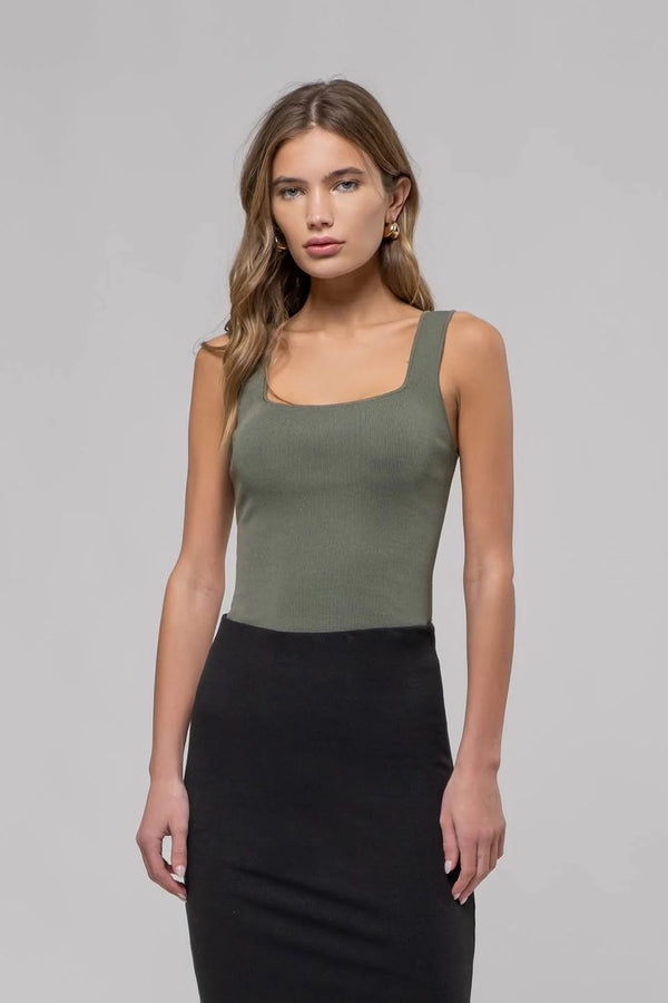 Nina Knit Tank - Olive