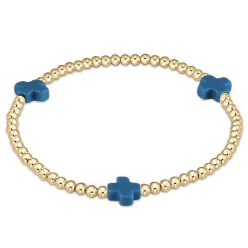 Signature Gold Cross 3mm Pattern - Cobalt