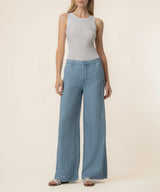 Ryan Tencel Stripe High Rise Wide Leg - Blue Ribbon