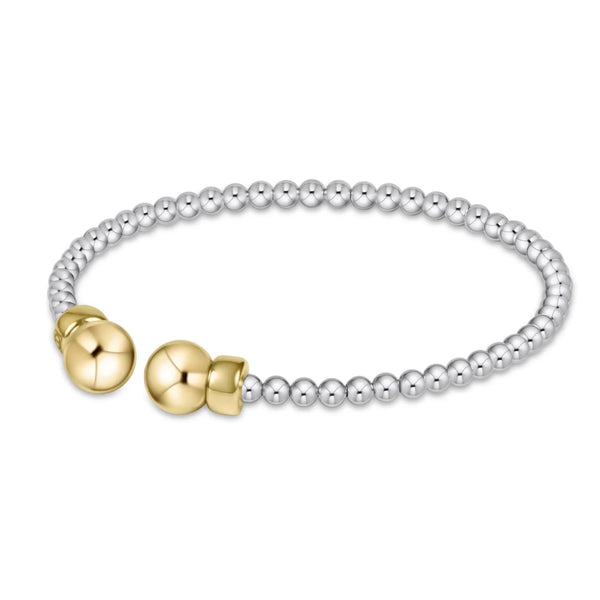 Classic Sterling Mixed Metal 2mm Bead Cuff - Gold