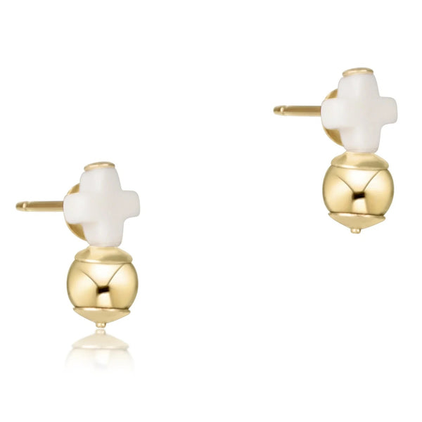 Signature Cross Gold Stud - Off White