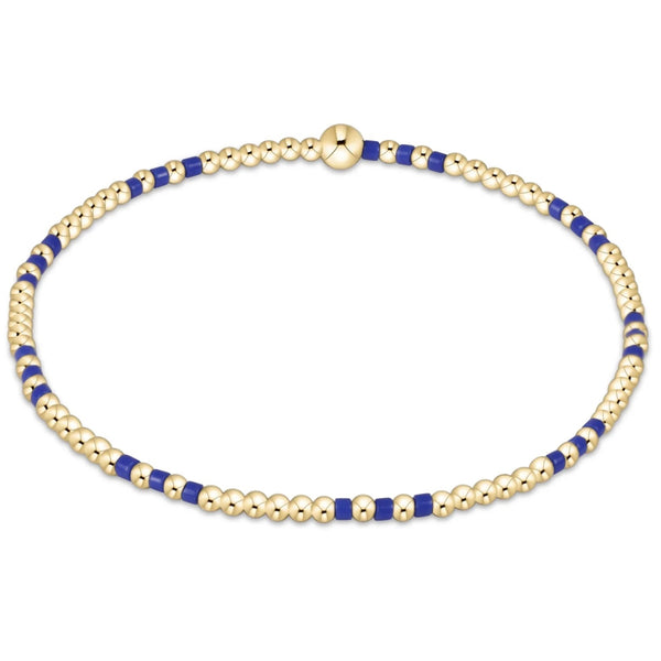 Hope Joy Pattern 2mm Bead Bracelet - Blue Metallic