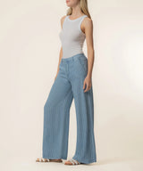 Ryan Tencel Stripe High Rise Wide Leg - Blue Ribbon