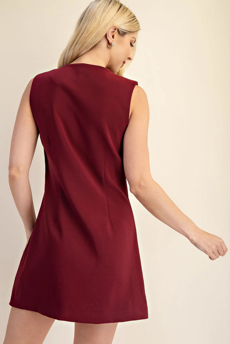 Allie Sleeveless Mini Dress - Burgundy