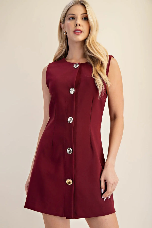 Allie Sleeveless Mini Dress - Burgundy