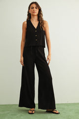 Newport Crinkled Fabric Pants - Black