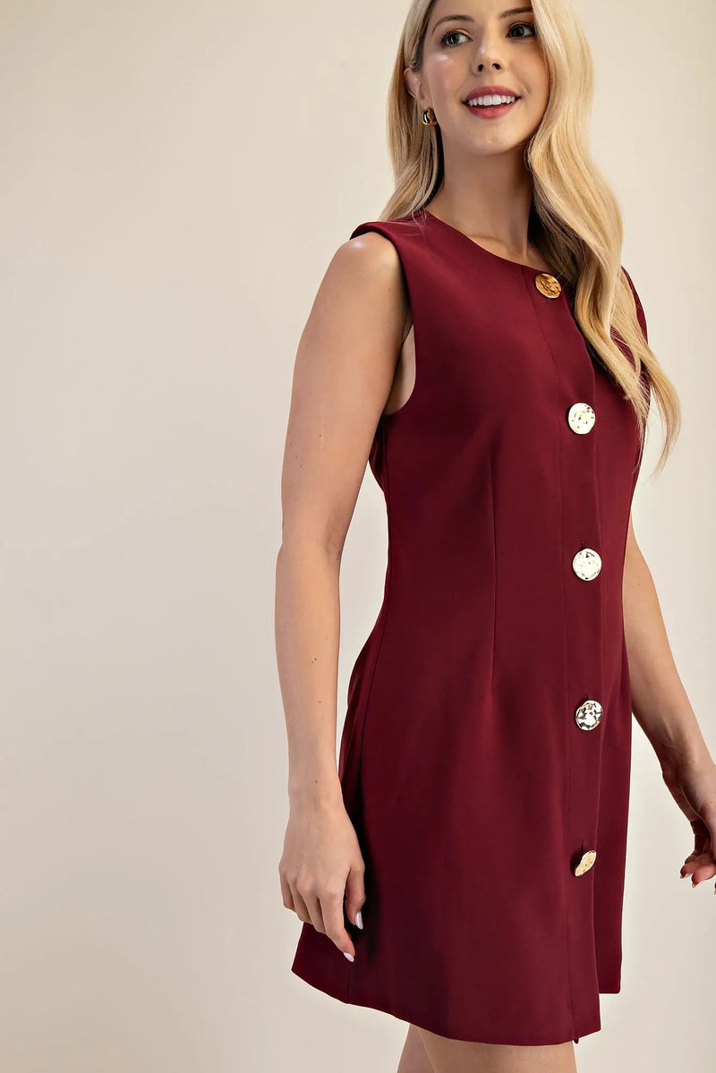 Allie Sleeveless Mini Dress - Burgundy