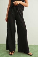 Newport Crinkled Fabric Pants - Black