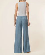 Ryan Tencel Stripe High Rise Wide Leg - Blue Ribbon