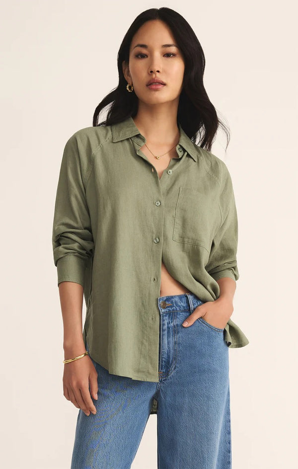 The Perfect Linen Top - Avocado