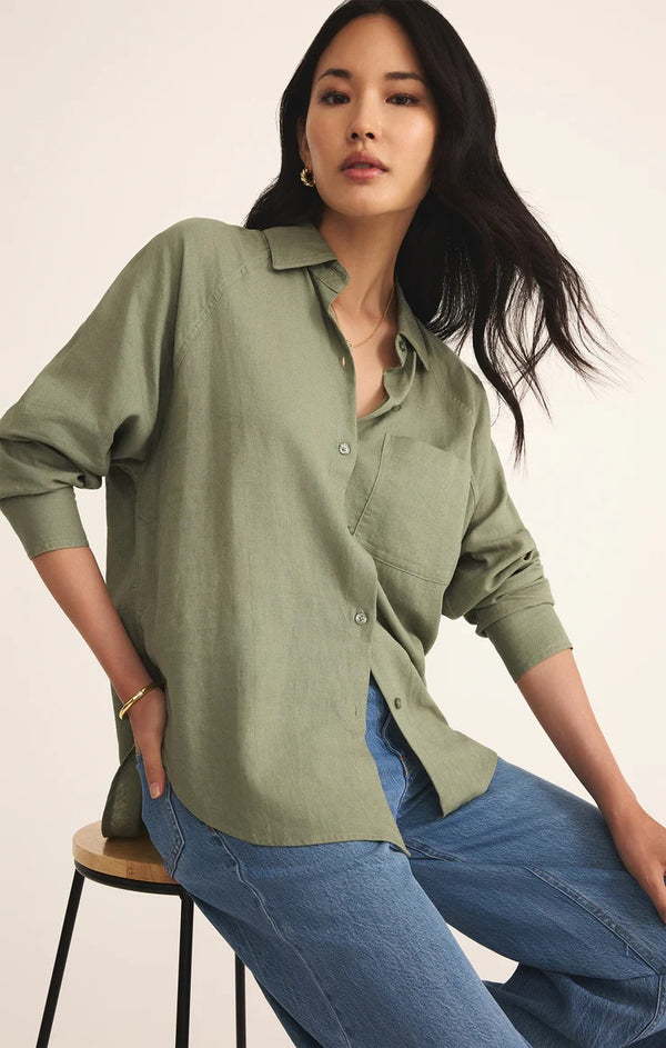 The Perfect Linen Top - Avocado
