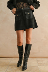 Rebecca Suede + Faux Leather Skirt