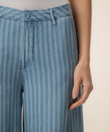 Ryan Tencel Stripe High Rise Wide Leg - Blue Ribbon