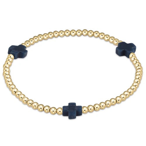 Signature Gold Cross 3mm Pattern - Navy