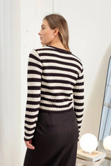 Black + White Crochet Knit Cardigan