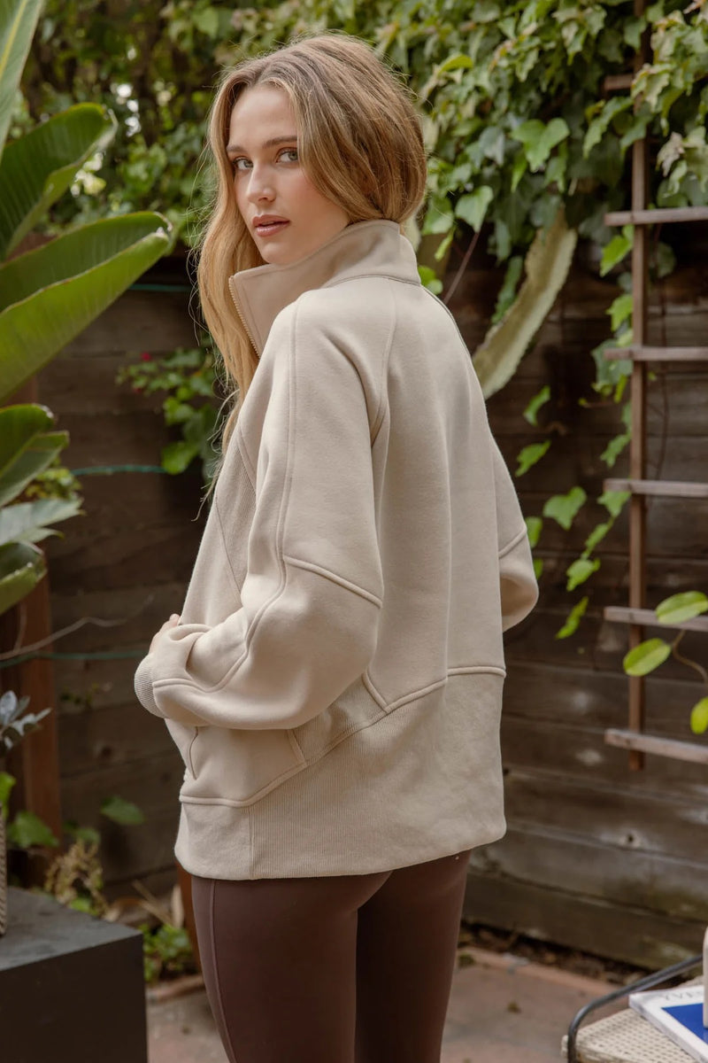 Taupe Half Zip Pullover