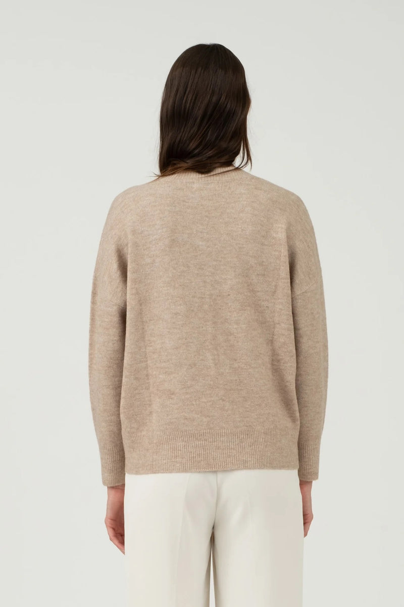 V-Neck Knit Sweater - Taupe