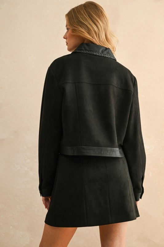 Rebecca Suede + Faux Leather Skirt