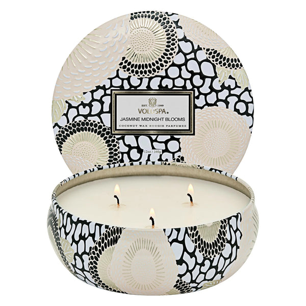 Jasmine Midnight Blooms Three Wick Tin