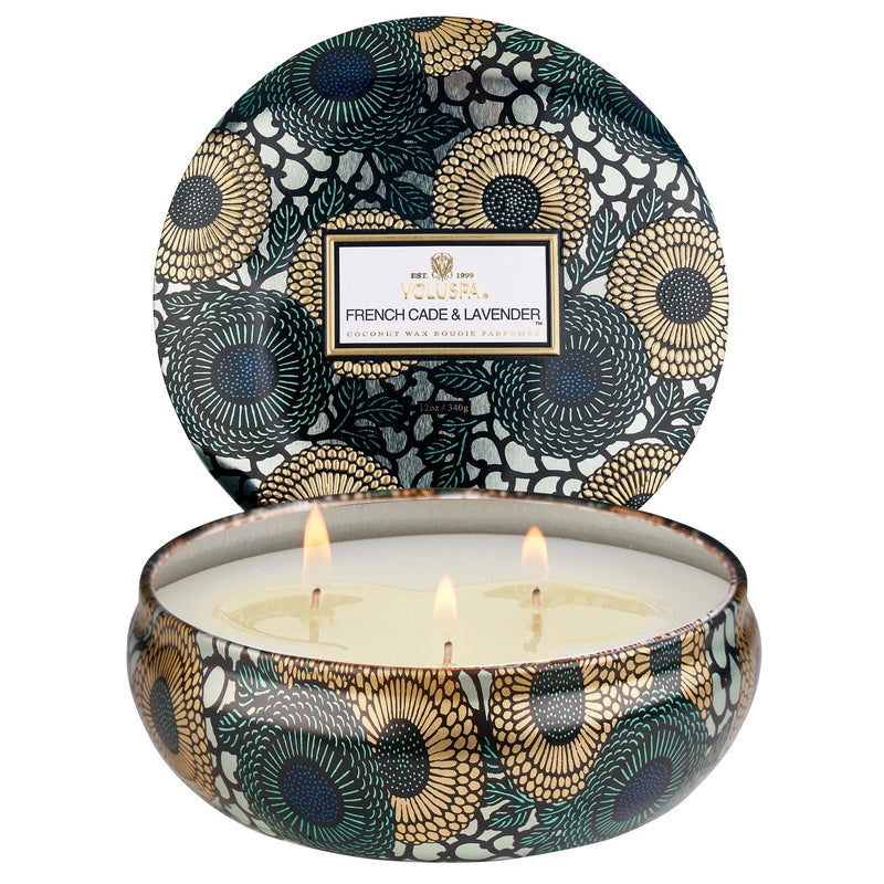 French Cade + Lavender Three Wick Tin