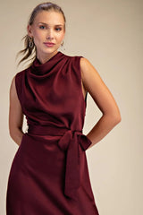 Cece Burgundy Sleeveless Dress