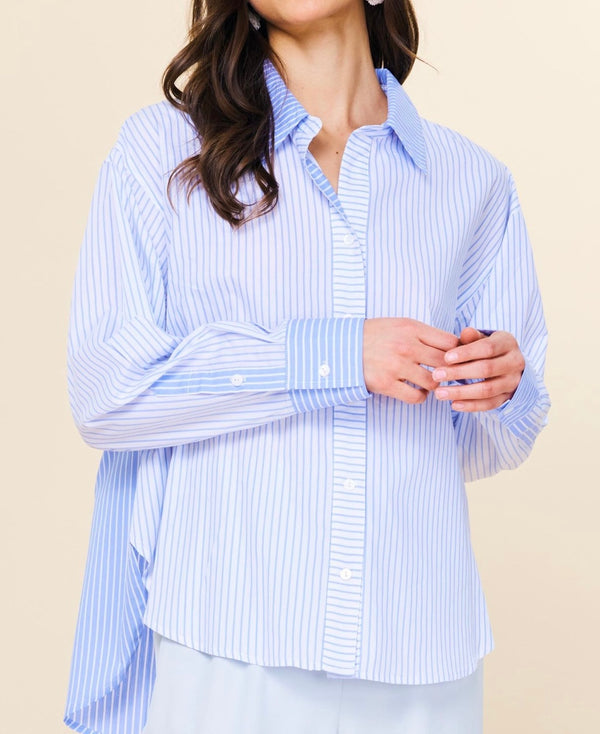 Blue + White Stripe Button Down