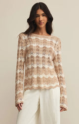 Azura Stripe Crochet Sweater - Panna Cotta