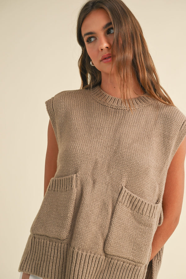 Mocha Tie Side Sweater Top