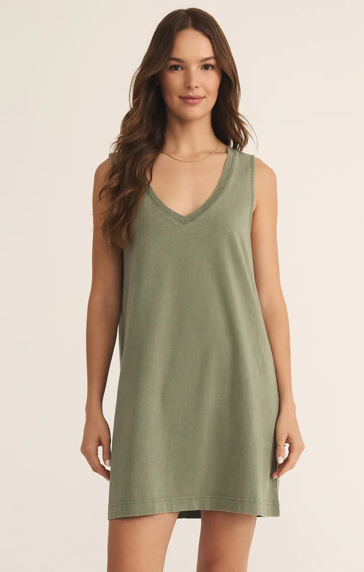 Sloane V Neck Mini Dress - Avocado