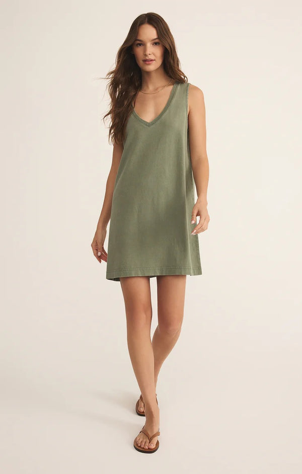 Sloane V Neck Mini Dress - Avocado