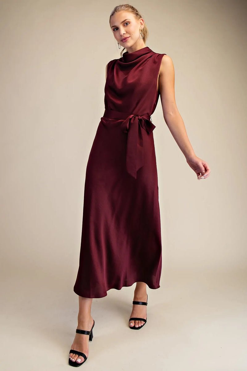 Cece Burgundy Sleeveless Dress