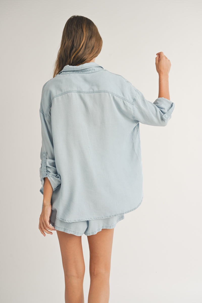 Cole Light Denim Button Down Top