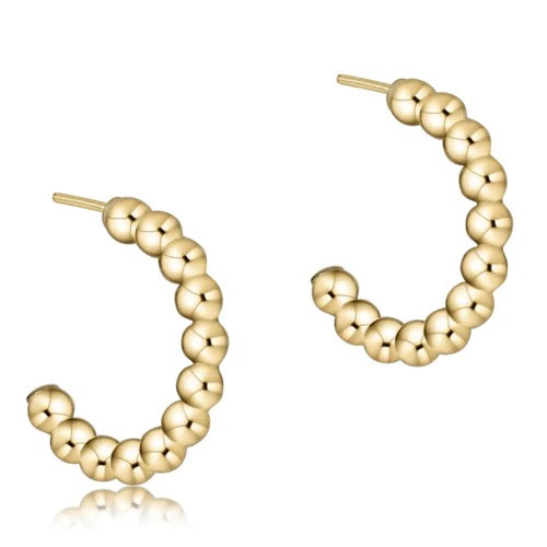 Beaded Classic 1" Gold Post Hoop - 3mm