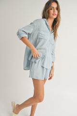 Cole Light Denim Button Down Top