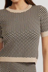 Warren Knit Top - Black + Tan