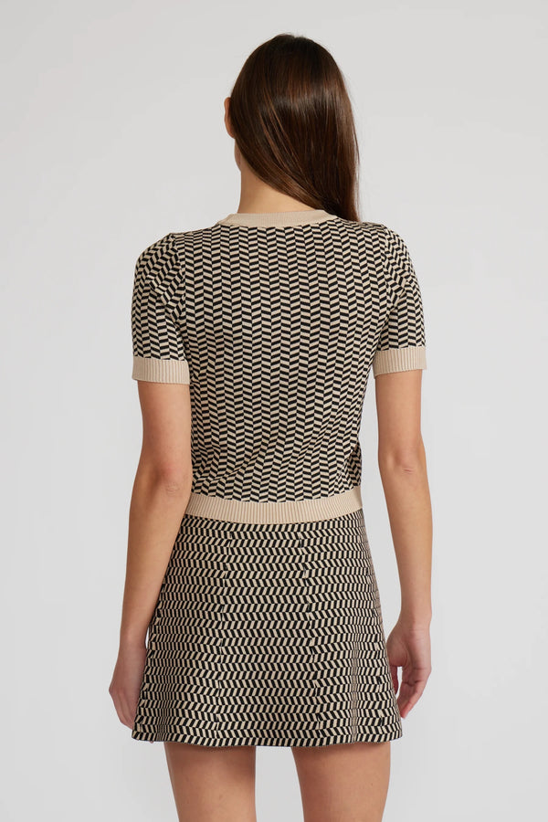 Pip Knit Skirt - Black + Tan