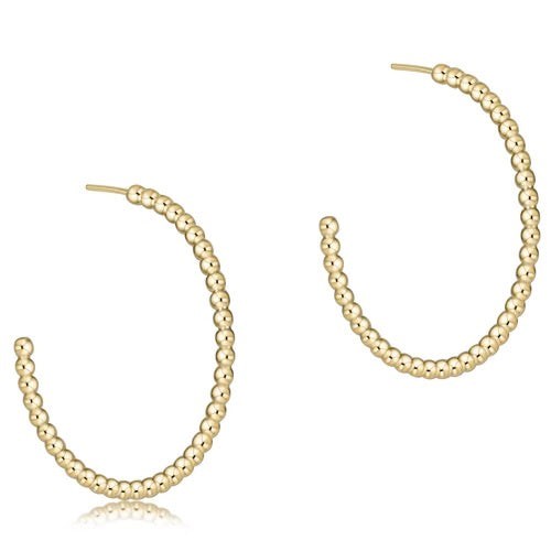 Beaded Classic 1.25" Gold Post Hoop - 2mm