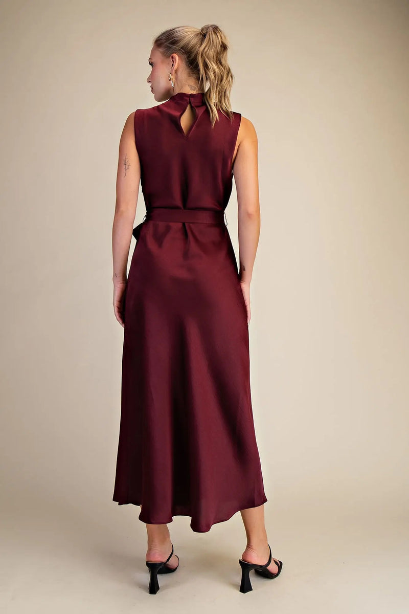 Cece Burgundy Sleeveless Dress