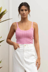 Kal Scalloped Edge Knit Cami - Bubblegum