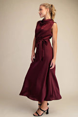 Cece Burgundy Sleeveless Dress