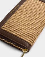 Florence Wallet - Bitter Chocolate + Natural Raffia