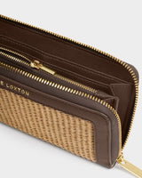 Florence Wallet - Bitter Chocolate + Natural Raffia