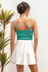 Kal Scalloped Edge Knit Cami - Emerald