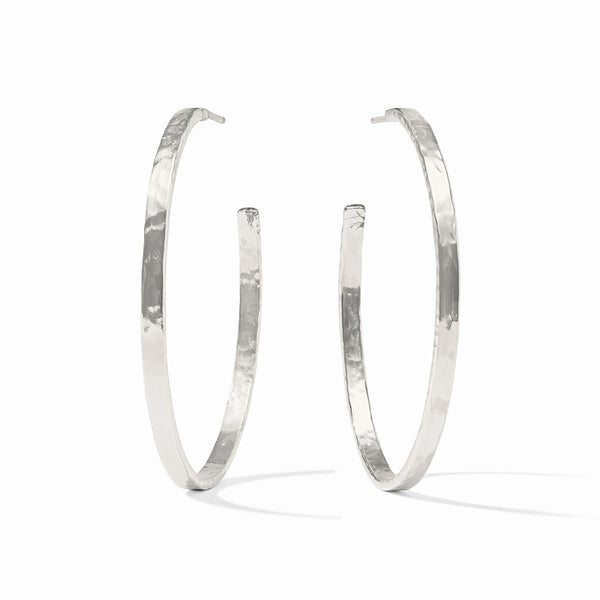 Crescent Silver Hoop Earrings - Extra Large