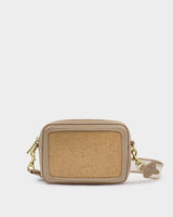 Avery Raffia Small Crossbody - Natural Raffia + Light Taupe