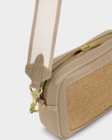 Avery Raffia Small Crossbody - Natural Raffia + Light Taupe