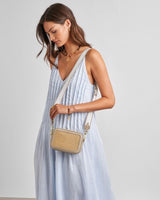 Avery Raffia Small Crossbody - Natural Raffia + Light Taupe