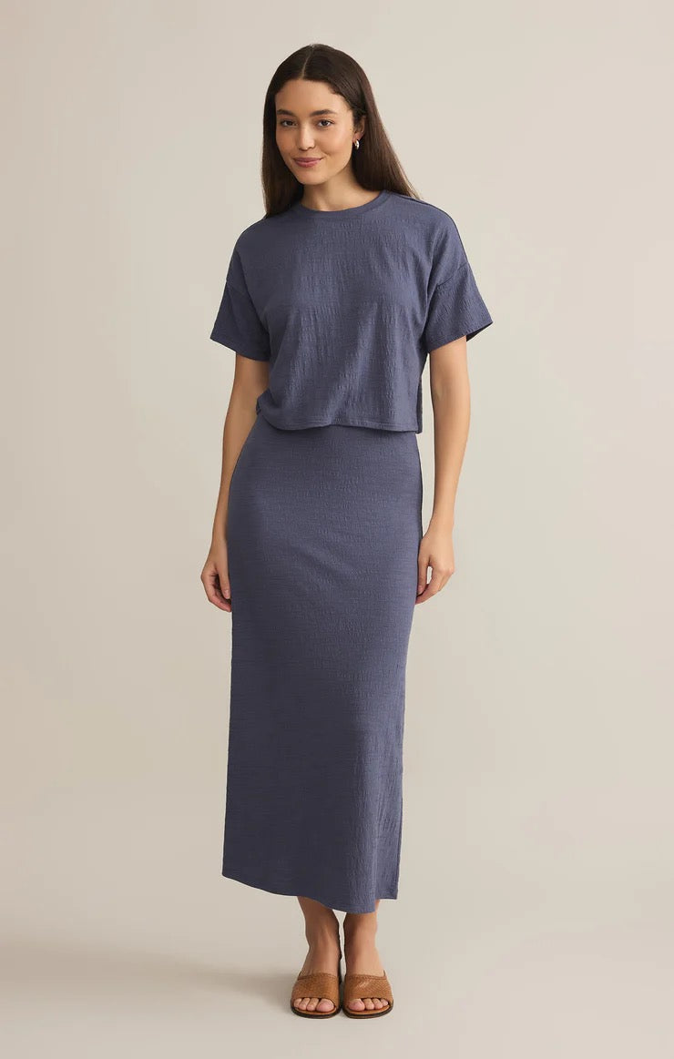 Delavine Textured Midi Skirt - Worn Blue